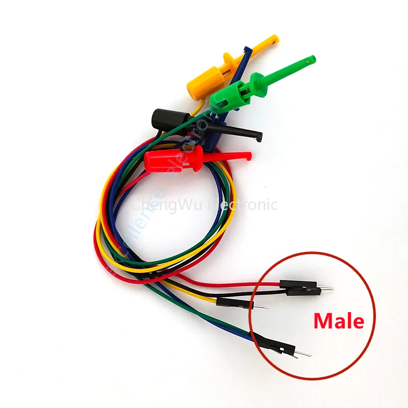 Female/Male Head Dupon Line To Mini Single Test Hook Clip Test Probe Hook Round Crocodile Clip Hook Test Clip Instrumentation