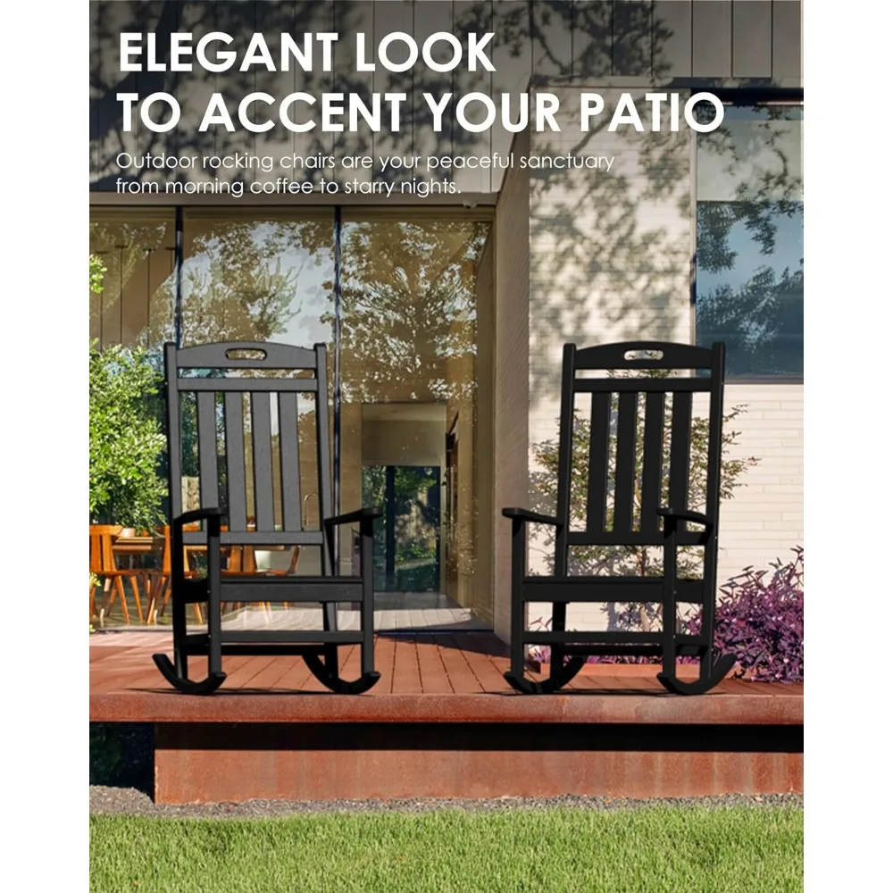 Durable Weather-Resistant Outdoor High Back Plastic Rocking Chairs for Patio and Garden Seating