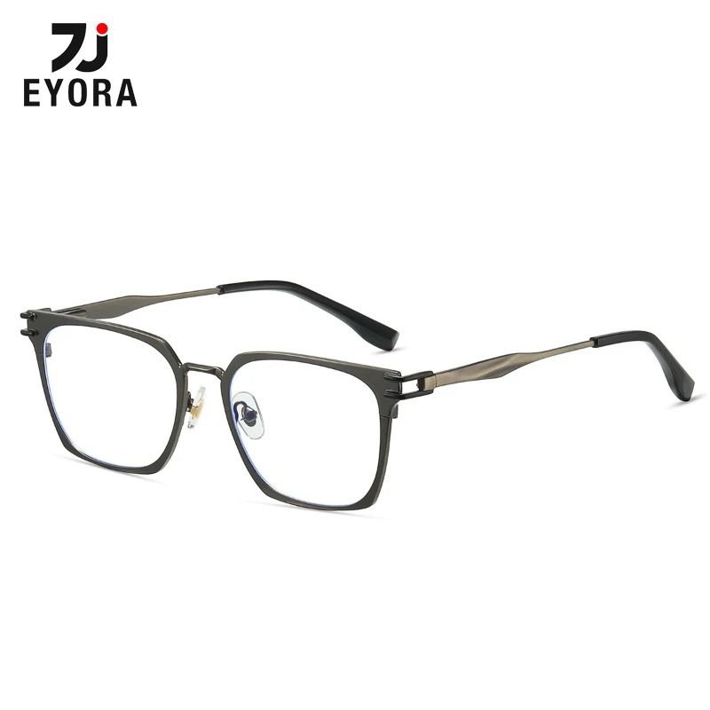 

EYORA Currents Square Metal Frame Men Reading Glasses Anti Blue Ray Myopia and Hyperopia Photochromic Prescription Eyewear Lens