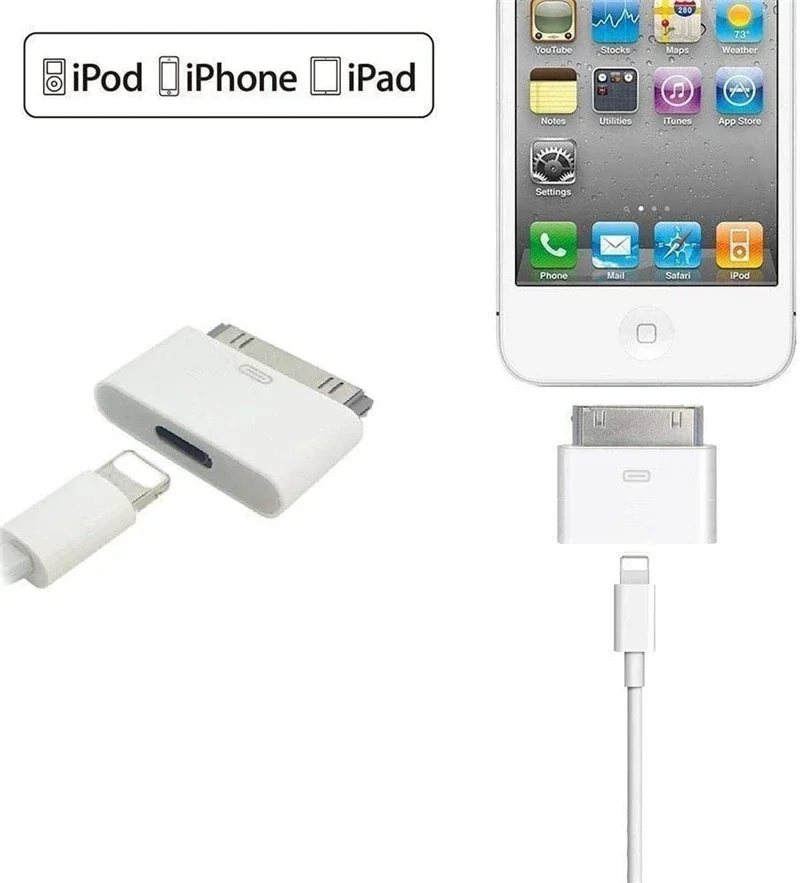 Adapter oświetlenia na 30-pinowy, 8-pinowy męski na 30-pinowy żeński konwerter synchronizacji ładowania do iPhone 4 4S IPad 2 3 IPod Touch, kabel do ładowania