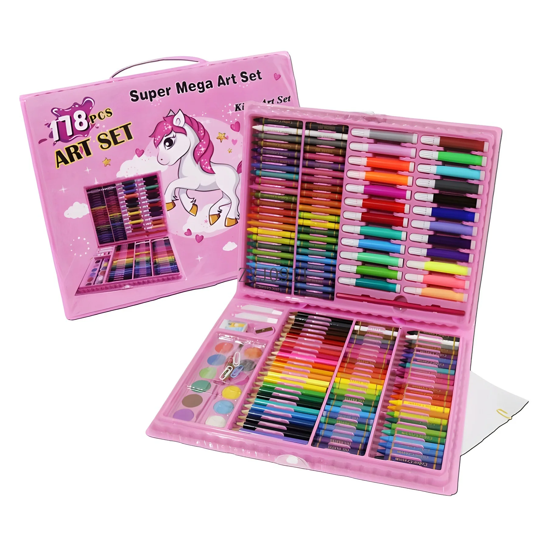 هدية 178 قطعة مجموعة رسم تلوين عصا شمع قلم ألوان مائية صندوق هدايا قلم ملون للطلاب #3