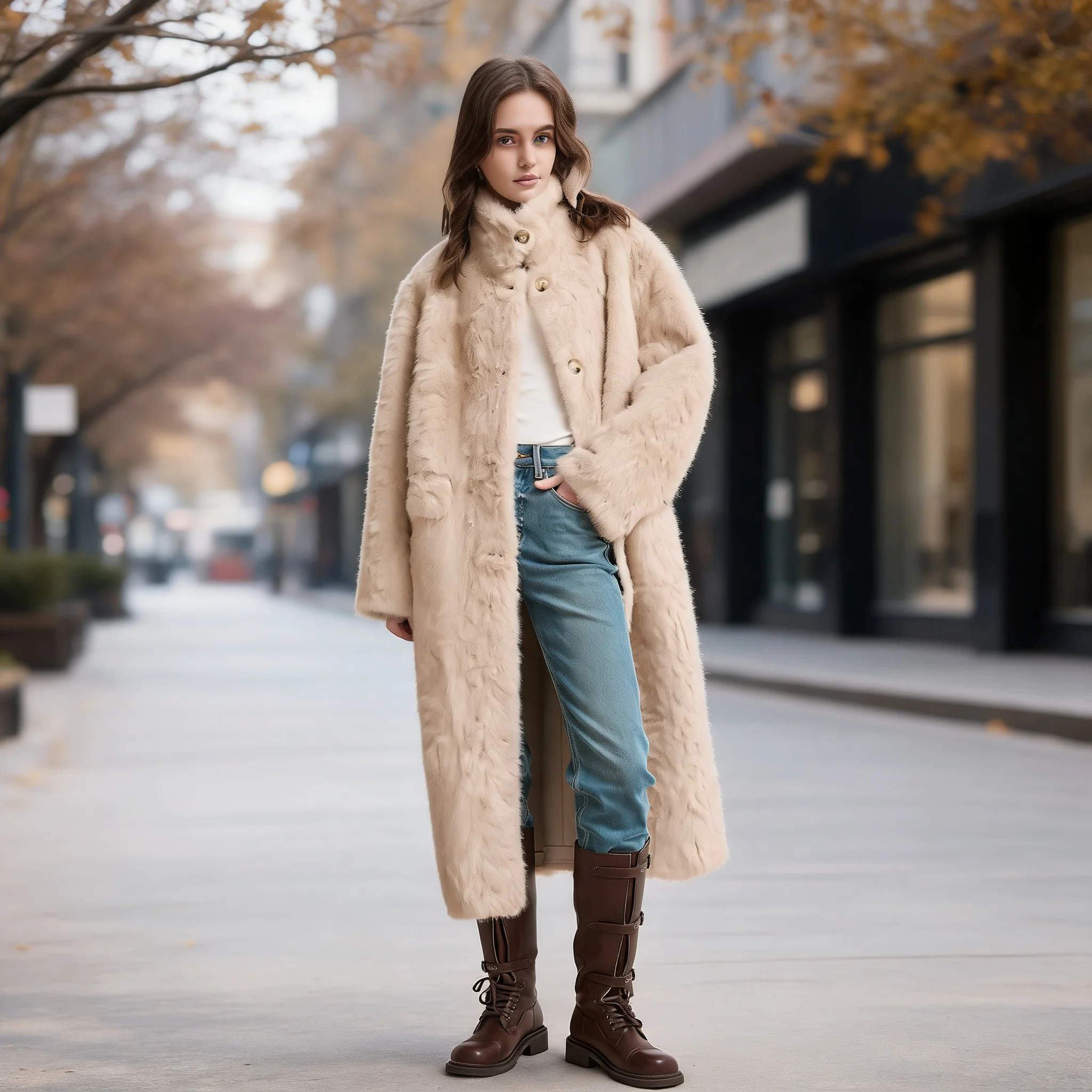 Pocket Turn Down Collar Coat with Japanese and Korean Casual Winter Long Sleeve Regular Sleeve Hoodless Elegant Women Coat