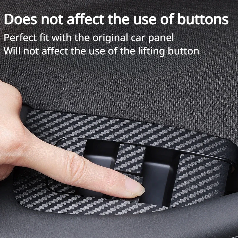 Door Window Button Sticker for Tesla Model 3+ Lifting Window Opening Panel Carbon Fibre LHD New Model3 Highland 2024 Accessories