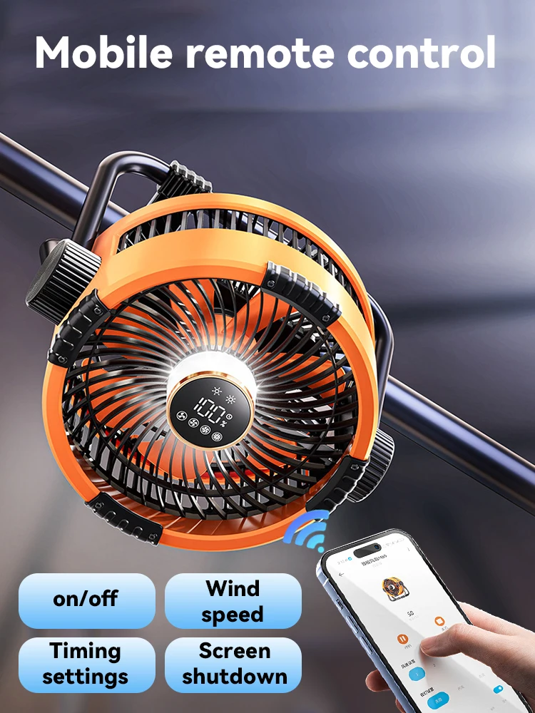 

Camping Fan 20000mAh Rechargeable Portable Outdoor Camping Fan Air Circulators Wireless Tent Ceiling Fans with Hook and Light