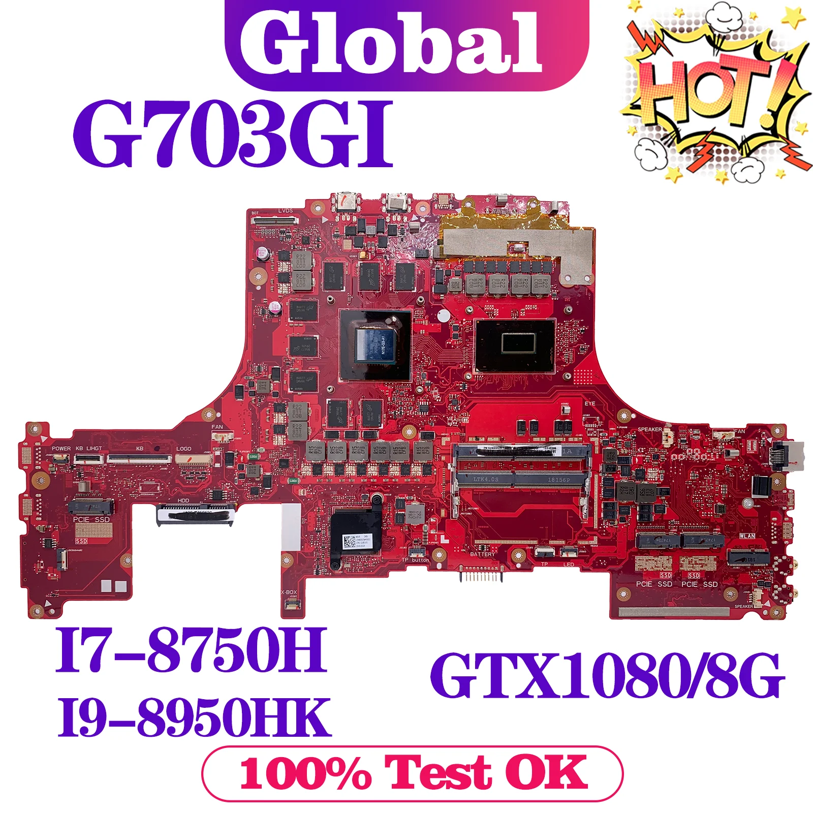 KEFU G7BI Mainboard For ASUS ROG G703GI G703GS G703GX G703GXR G7BS G7CX G7CXR Laptop Motherboard i7 i9 Geb GTX1080/RTX2080-V8G