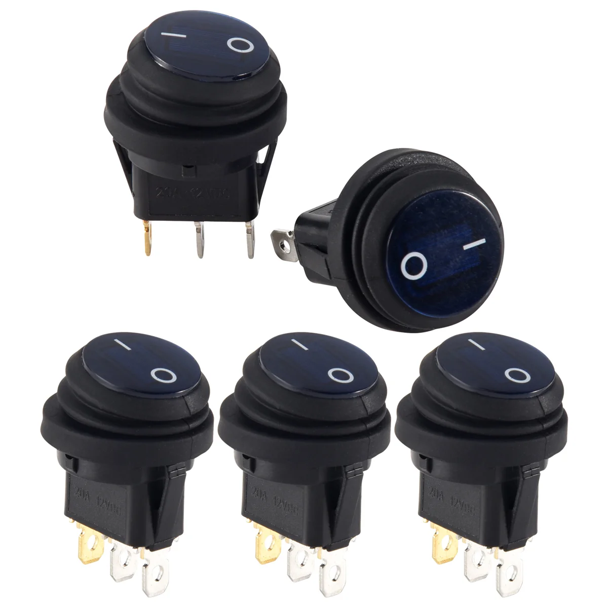 5 pcs 12V 20A Waterproof Round On/Off Rocker Switch Car Auto Boat SPST