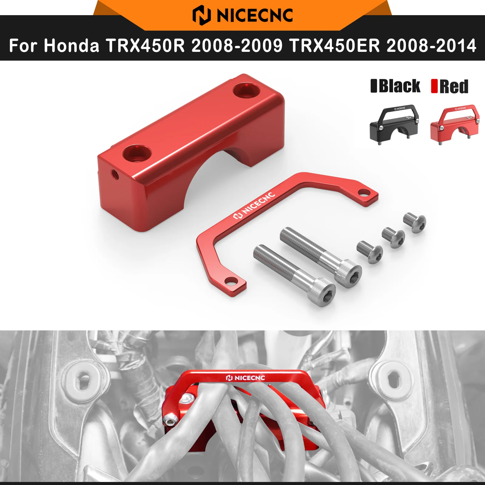 NICECNC For Honda TRX450R 2008-2009 TRX450ER 2008-2014 Steering Stem Clamp Replaces 53220-HP1-A00 Aluminum Come With Wire Clamp