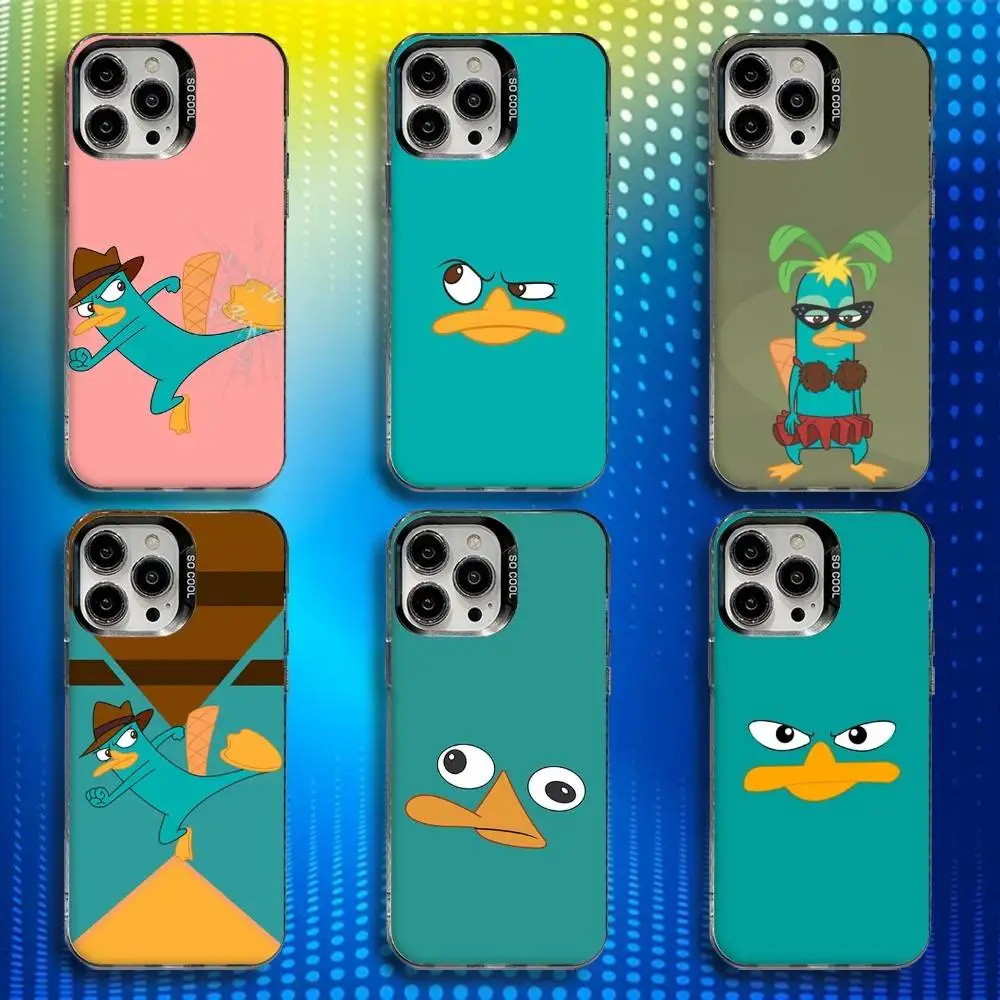 

P-Perry Cartoon Platypus Phone Case For iPhone 17,16,15,14,13,12,X,8,Pro,Max,Plus,E,SE4,Air,Mini IMD Matte Black