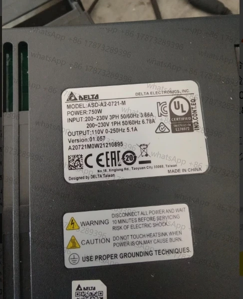 

Used Servo Drive ASD-A2-0721-M ASD A2 0721 M Normal Function Tested OK