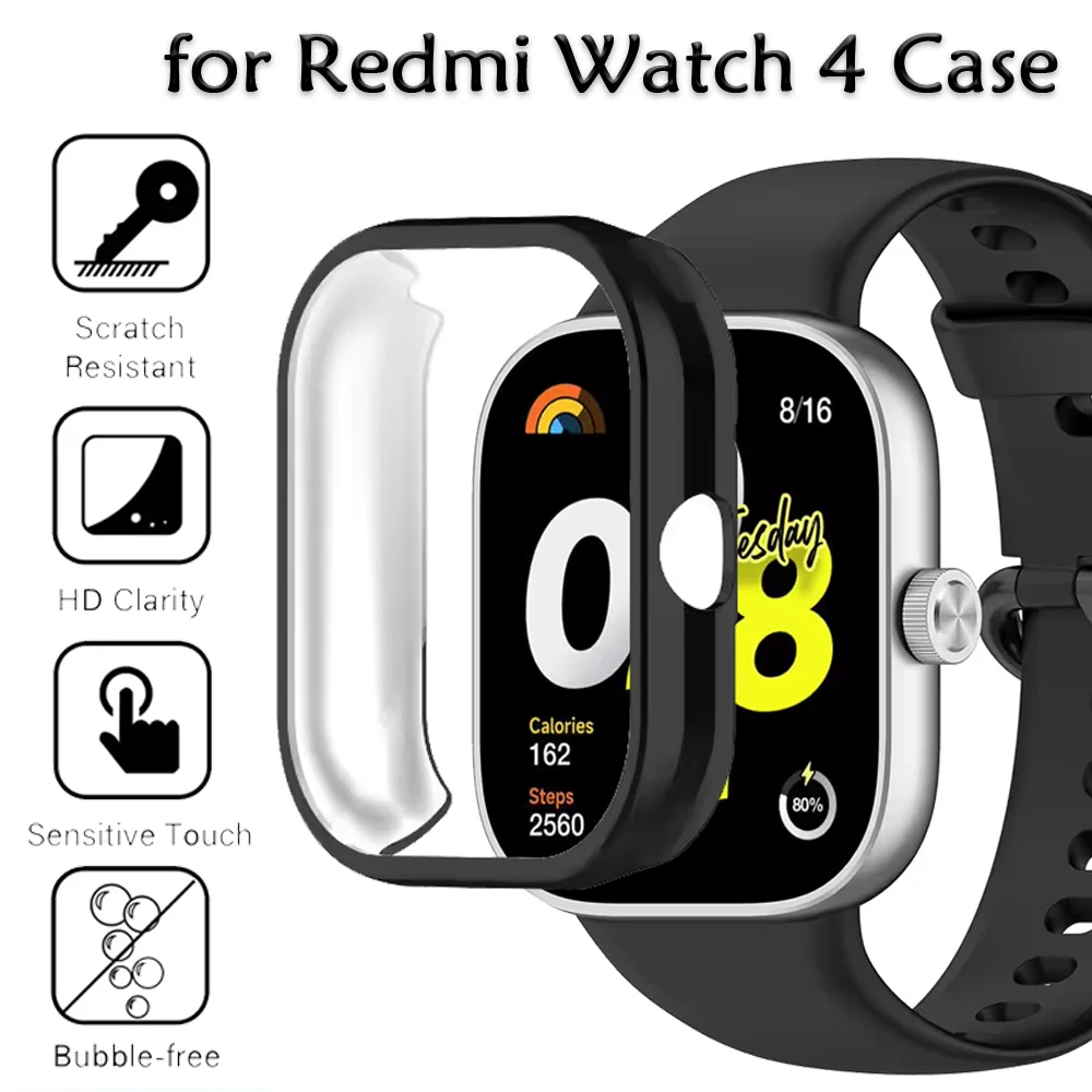 Funda protectora para Xiaomi Redmi Watch 4, carcasa protectora completa de TPU con pantalla HD para Redmi Watch 4, carcasa protectora a prueba de arañazos