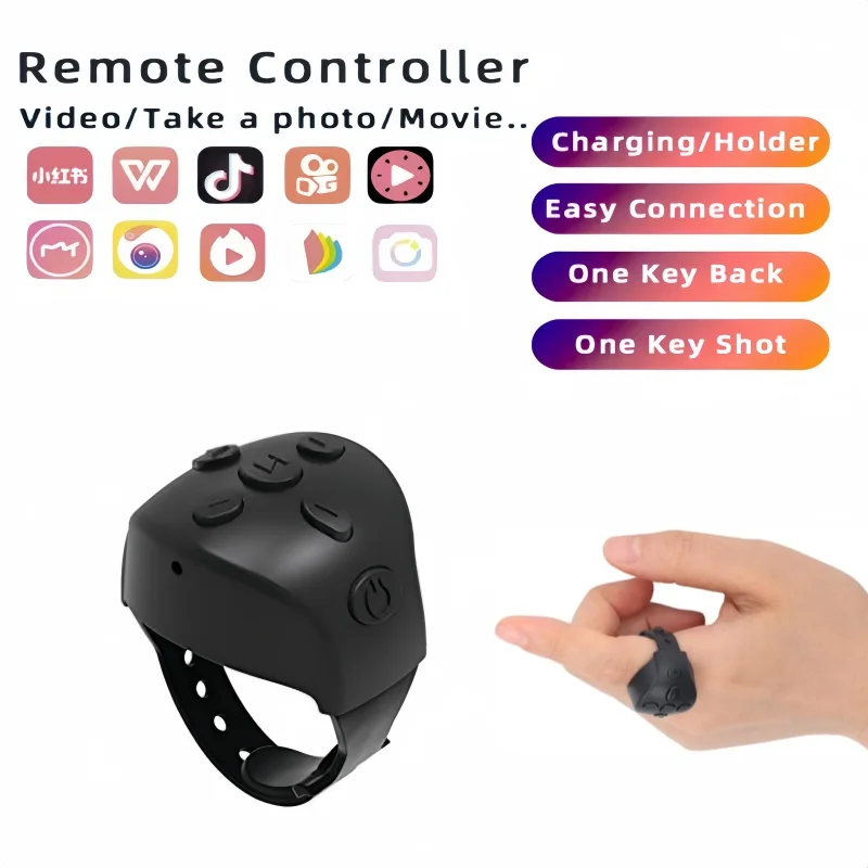 Remote Scrolling Ring for TikTok Bluetooth Page Turner for iOS Android Scroller Remote for TIK Tok Camera Shutter Remote Control