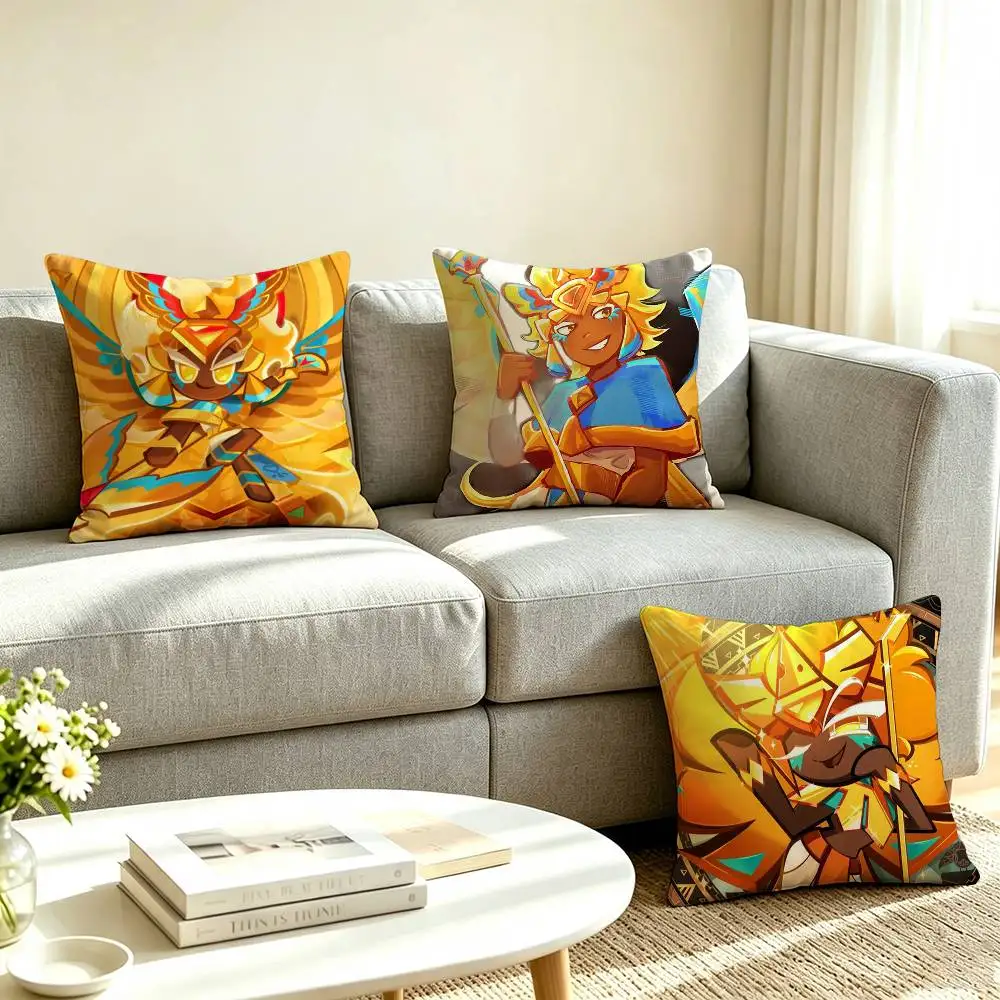 G-Golden Cheese Cookie Cookie Run  Square Double-Sided printed Pillow Case Bedroom Bedside Pillow Sofa Cushion Cover