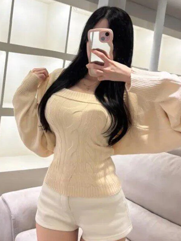 Dongda Gate New Style Pure Desire Slim Fit Knitted Twist Long Sleeve Wrap Cardigan Two Piece Set Korean Style Casual Wear