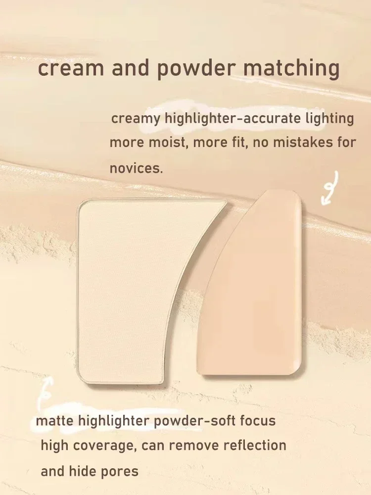 Judydoll Orange Double Pin High Disc Matte Powder Highlight Cream Brightening Face สามมิติ Highlight Grooming Disc