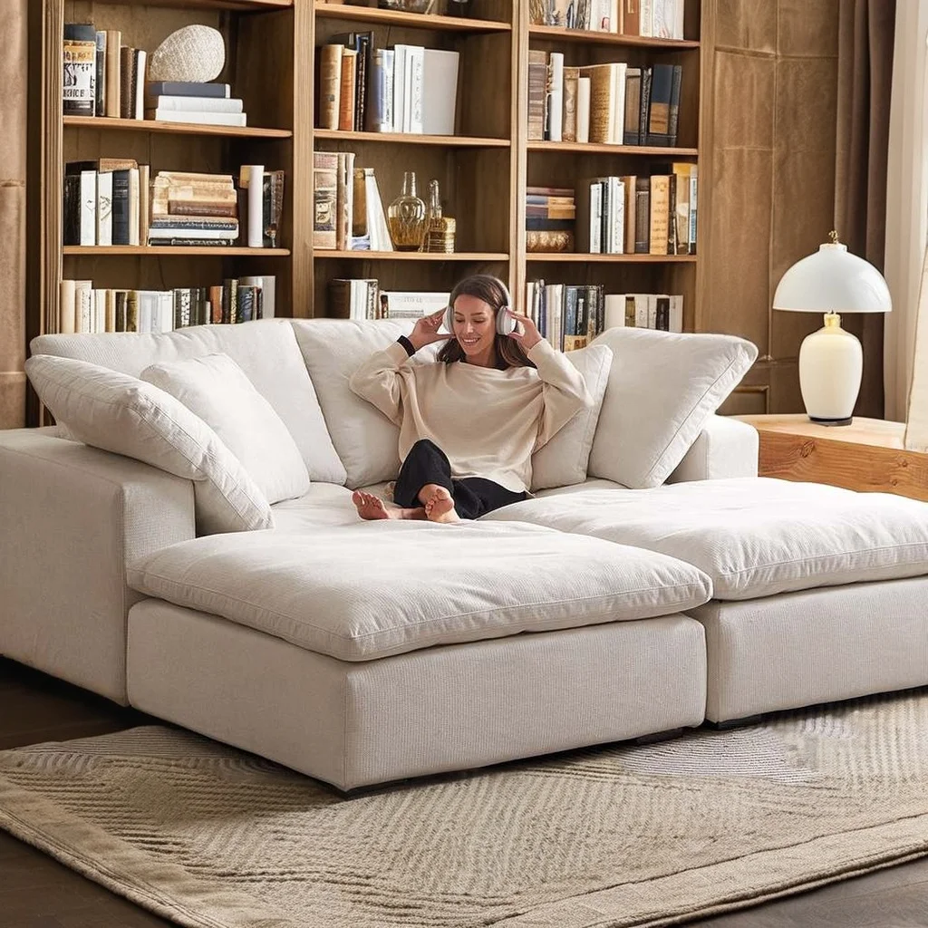 Scandinavian Sofa Collection Daybed for Home Luxury Linen Modular Daybed Sofa Cloud Sofa Bed Furniture