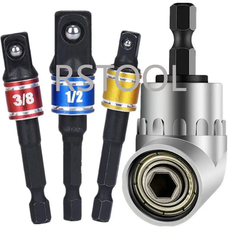3Pcs 1/4 3/8 1/2 "อะแดปเตอร์ซ็อกเก็ต Universal 105องศาไขควงขวาเจาะ Hex Bit Socket Impact เกรด driver Extension