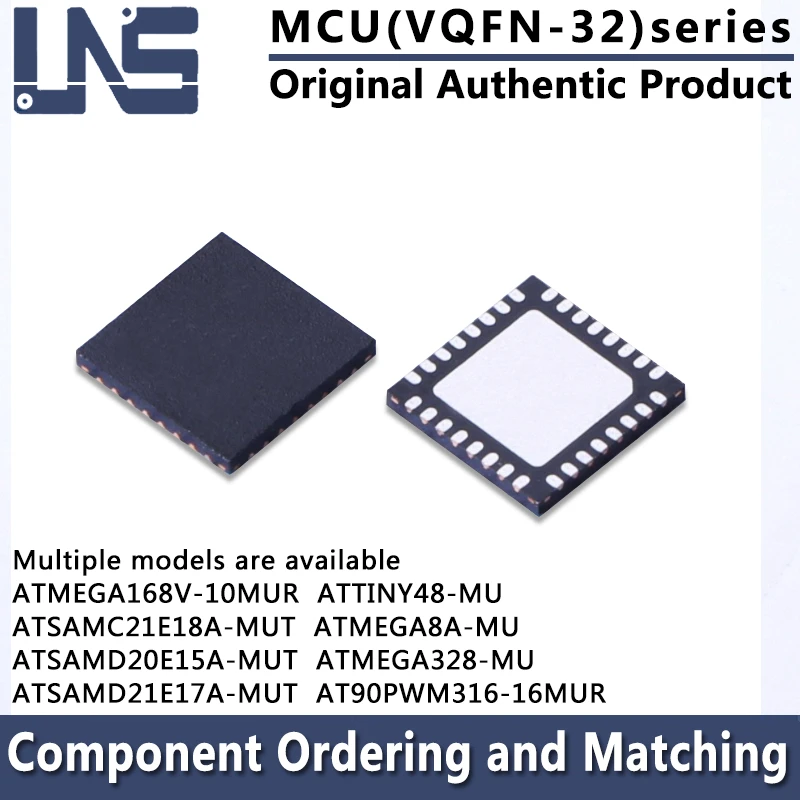 1pcs ATMEGA8A-MU ATTINY48-MU ATMEGA168V-10MUR ATSAMC21E18A-MUT ATSAMD20E15A-MUT ATSAMD21E17A-MUT AT90PWM316-16MUR VQFN-32 MCU