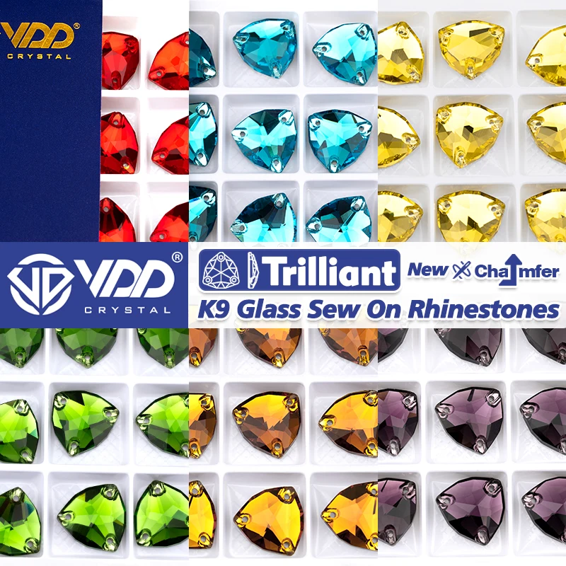 VDD Trilliant Multiple Colors Top Quality K9 Glass Sew On Rhinestones Crystal Flatback Sewing Strass Stones For DIY Bags Garment