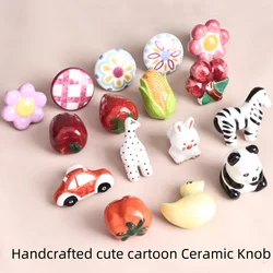 Cute Cartoon Handmade Fruit Animal Ceramic Drawer Shoe Cabinet Dresser Bad Cabinet Wardrobe Door Knob Kids Room Furniture Handle