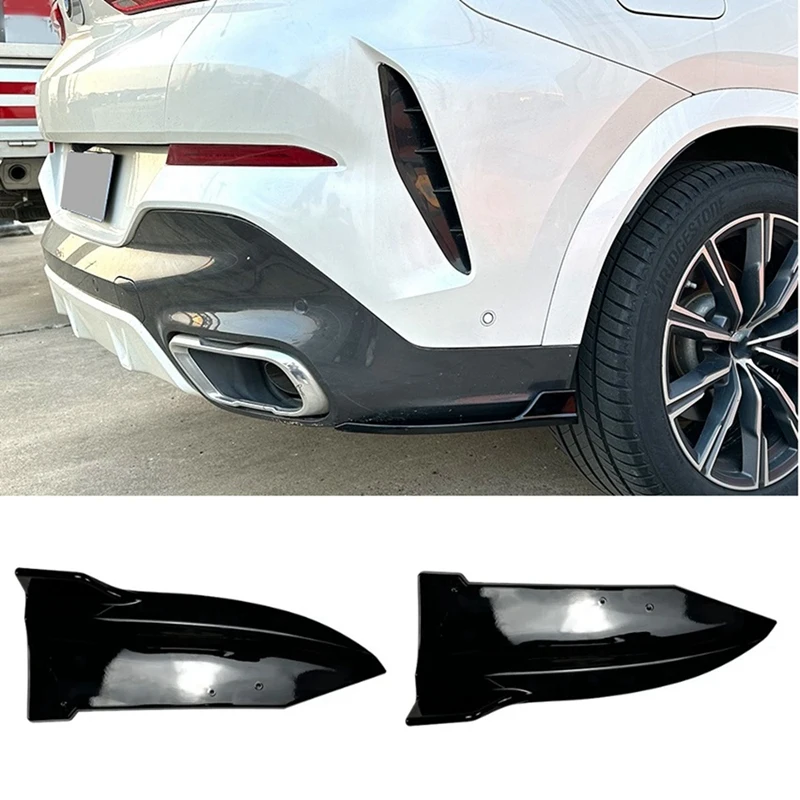 For BMW X6 G06 M Sport 2019-2022 Rear Bumper Canards Spoiler Splitter Diffuser Protector Cover Spare Parts Parts ABS Black