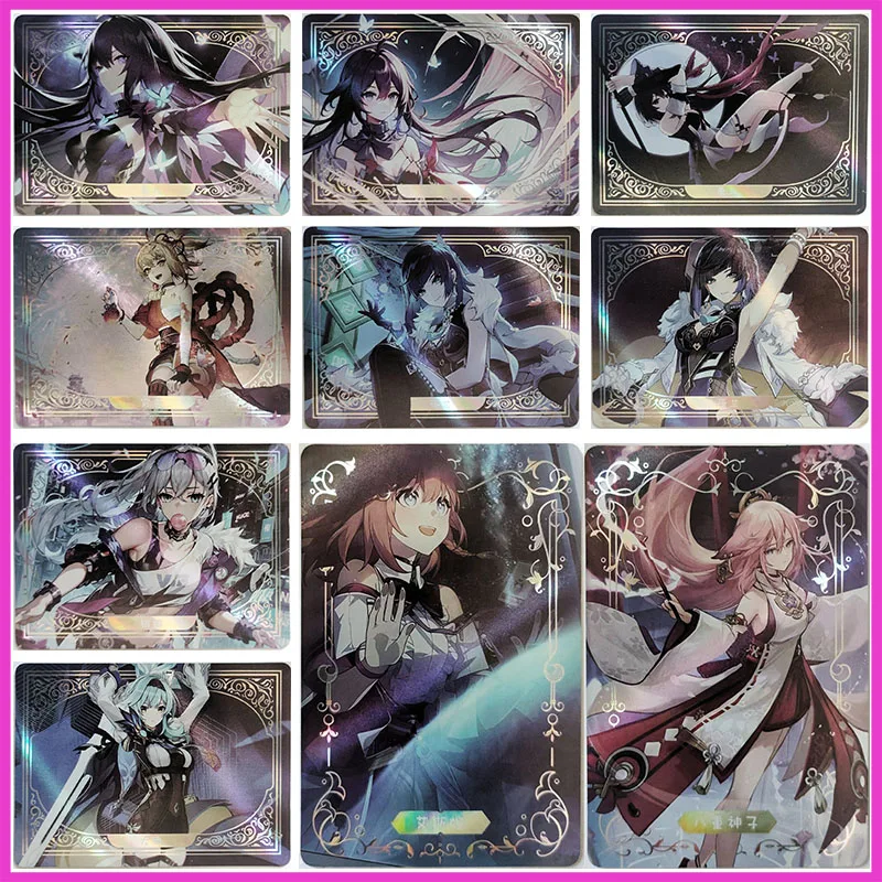 Anime Goddess Story Rare SSR Reflections Flash Cards Hu Tao Fischl Bailu Barbara Toys for boys Collectible Cards Birthday Gifts