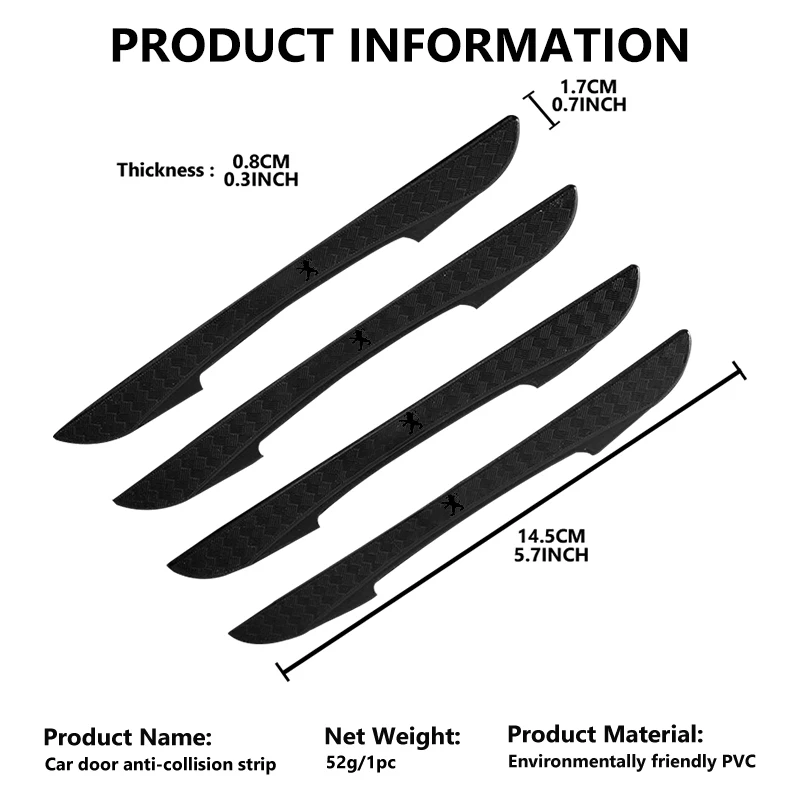 لبيجو 2/4 قطعة باب السيارة واقية ملصق الباب Edg المضادة للخدش ملصقات اكسسوارات الديكور 206 307 308 3008 207 208 #6