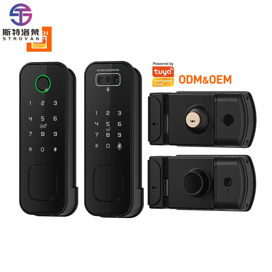 

STLF Aluminum Smart Rim Lock with Fingerprint WiFi Tuya App Cloud Storage Wood Door Compatible