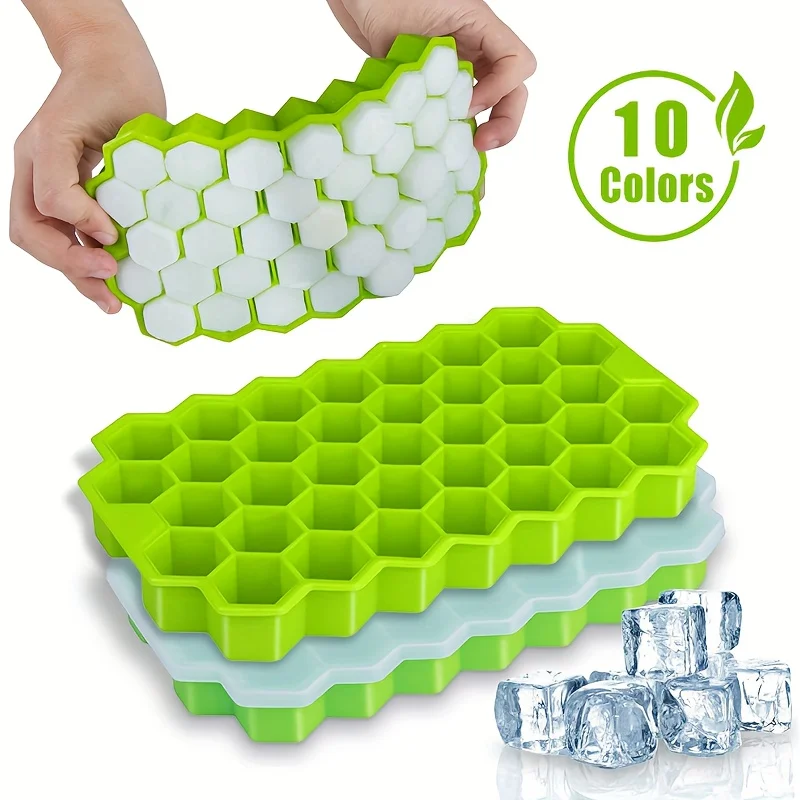 

4pcsHexagon Ice Cube Tray 37 Cells - Easy Release Silicone Mold for Whiskey, Cocktails, Home Bar