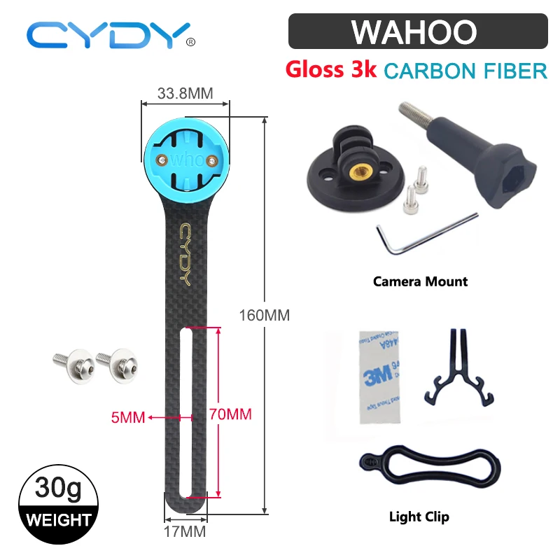 CYDY Carbon 3K Garmin Halterung Edge 130 200 Rennrad-Computerhalterung Wahoo Bryton Rider 420 Fahrrad-Lichtclip Kamera-Halterung