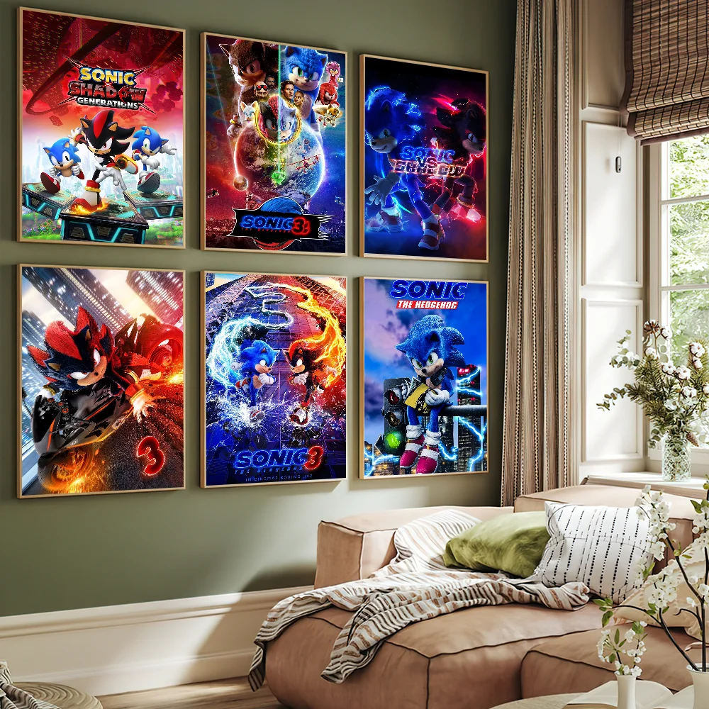 Cartoon Game S-Sonic Movie P Poster Home Bar Coffee House Decor Aesthetic Art Wall Painting Stickers Indoor