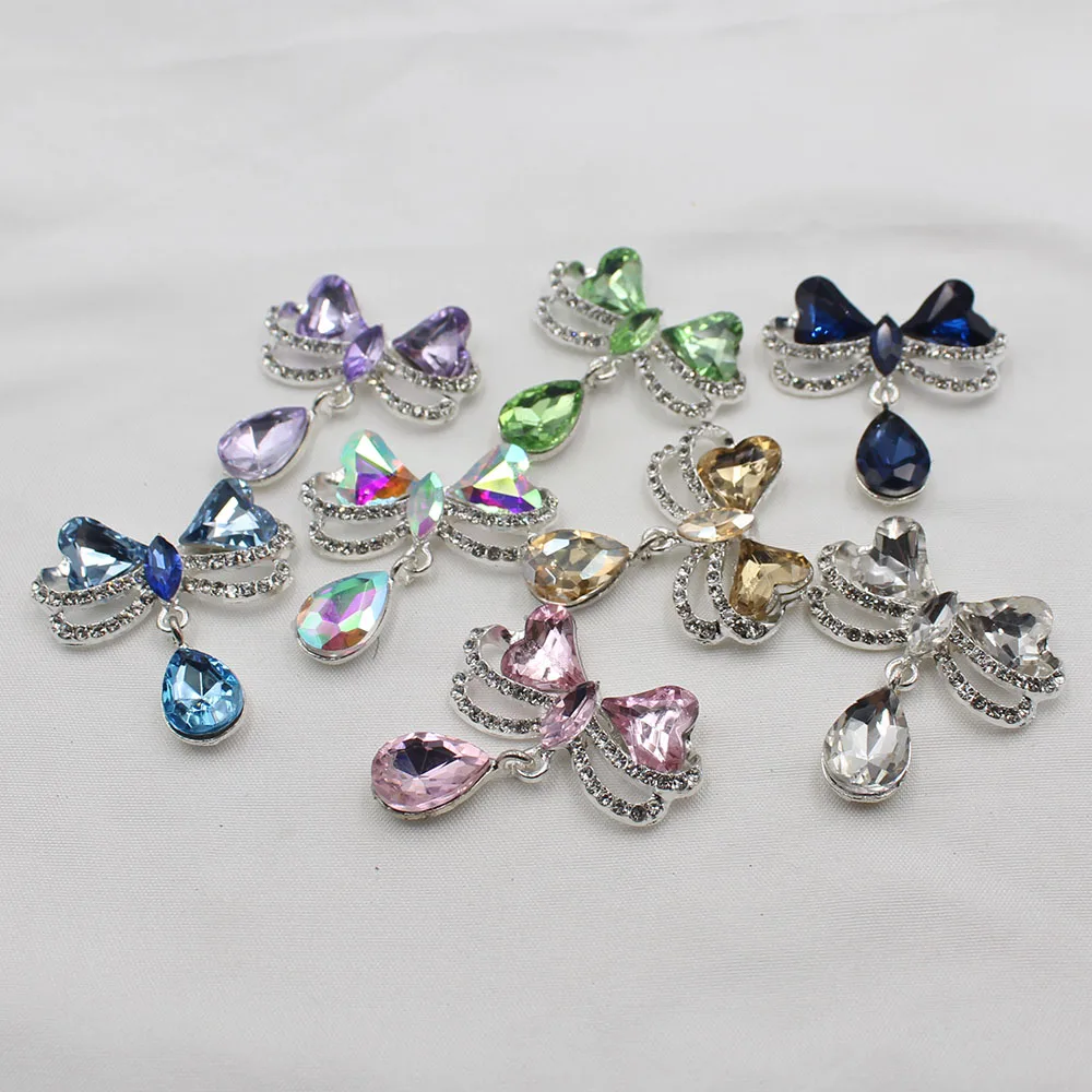 Exquisite 5-piece set of silver alloy flat inlaid brooch, high-end glass inlaid diamond DIY hair accessory necklace, fashionabl