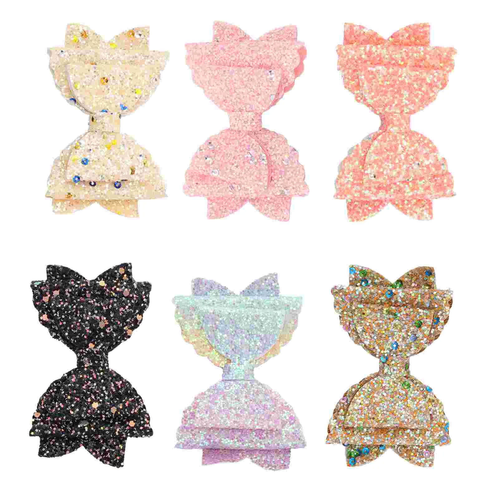 

6 Pcs Double Sequin Barrette Bow Headwear Hair Clips Barrettes Shoes and Hats Sequined Hairpins Lovely Child