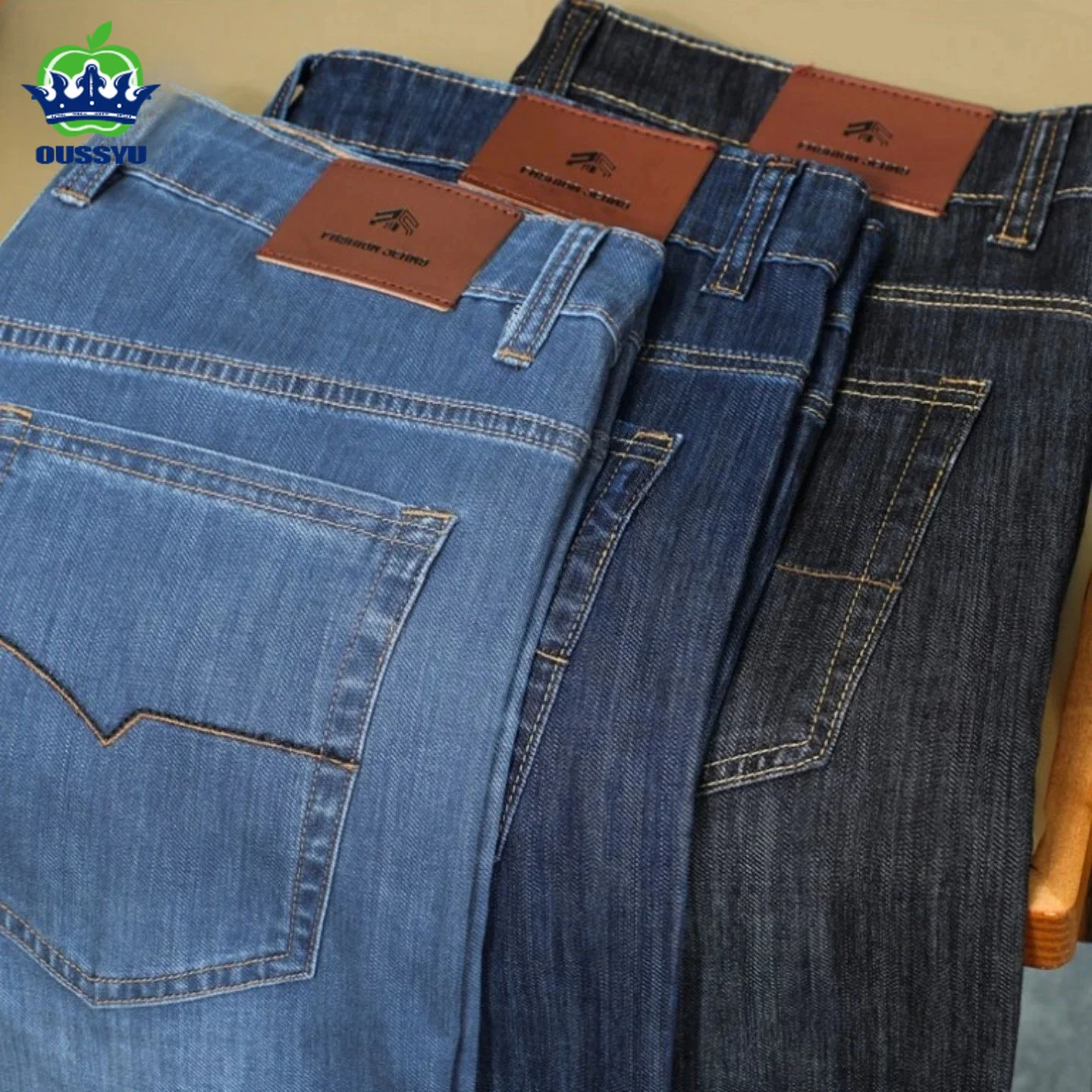 

High Quality Summer Cotton Men's Jeans Classic Business Straight Denim Pants Work Trouser Male Father's Day Gift Plus Size 40