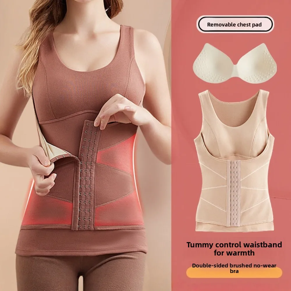 

Slimming Thermal Shapewear Camisole Shaping Waistband Sleeveless Thermal Underwear Velvet Fleece Belly Contracting