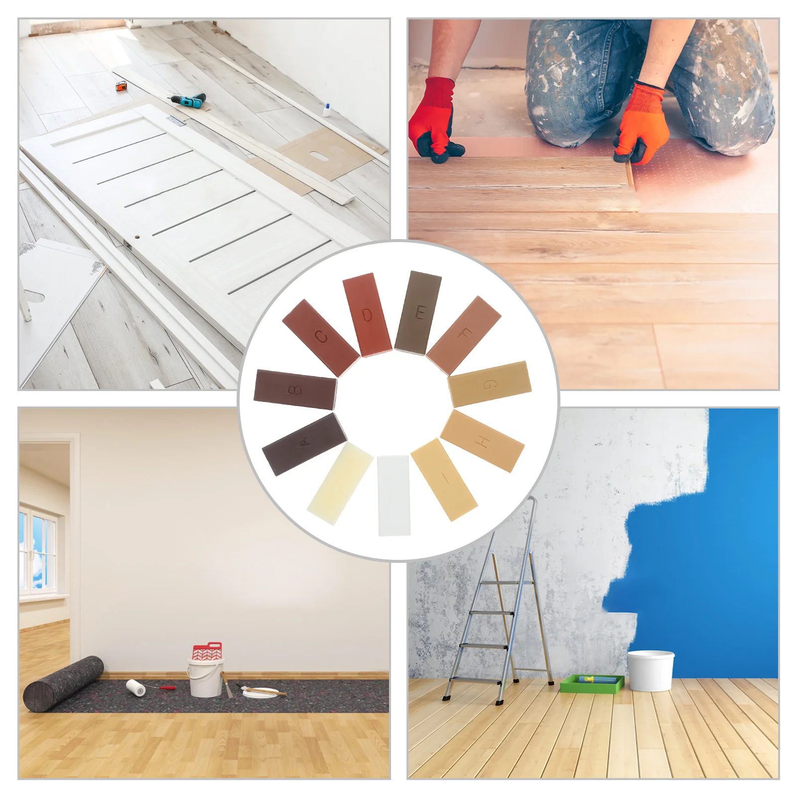 11 قطعة كتل شمع إصلاح الأرضيات الخشبية الصلبة صفح الفينيل خدش حشو لخزانة أثاث باب الجدول الطابق البولندية الكراك