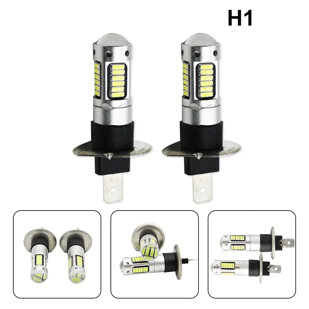 2Pcs H1 LED Fog Light Bulbs Kit 6000k 50W Exterior Car Headlight High Low Beam White Lamp Car Headlight Bulb DC 12V To 24V