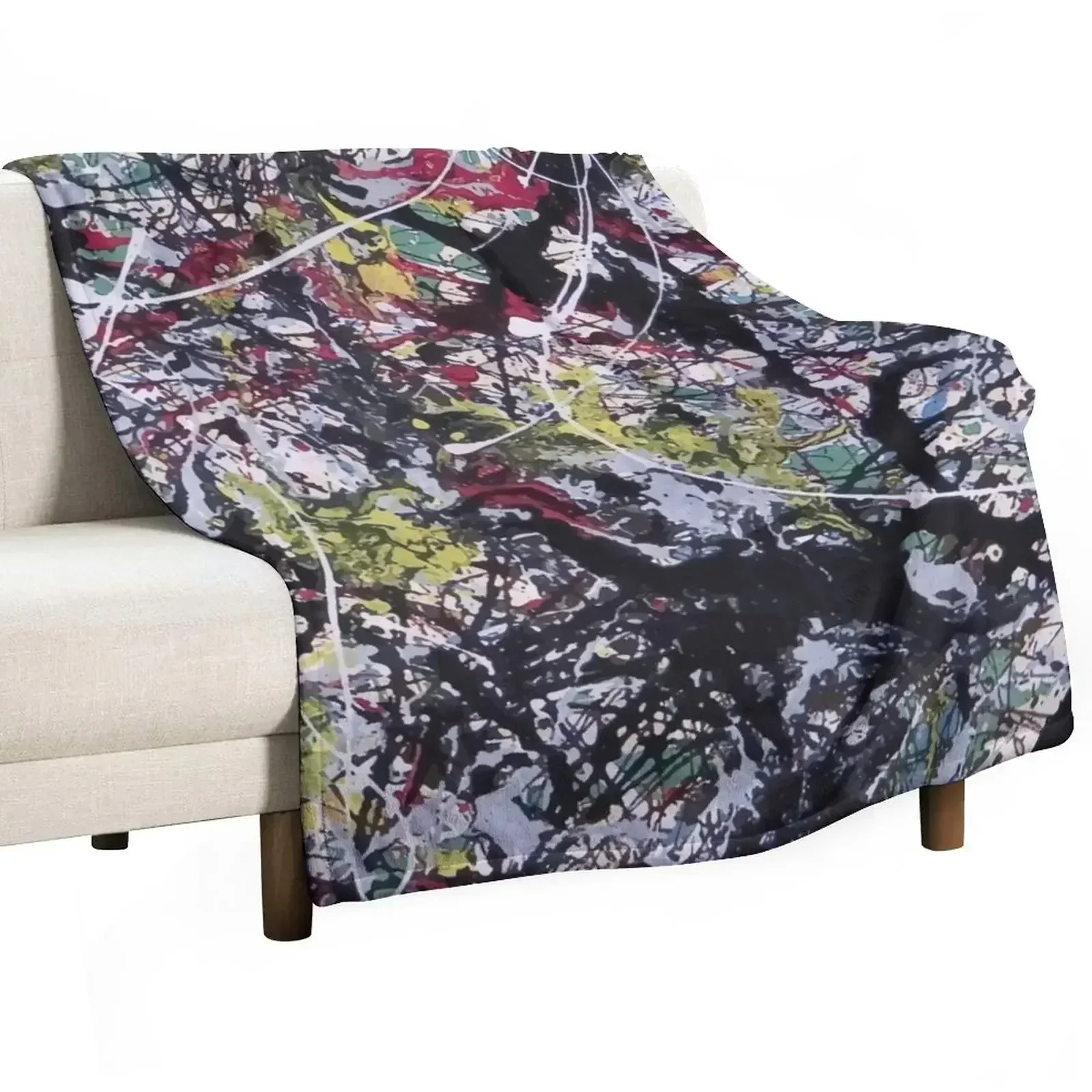 J.Pollock style art digitally vectorised Throw Blanket Flannel Fabric Decorative Throw Luxury Blankets