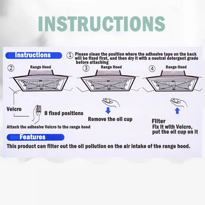 Disposable Kitchen Oil Filter Paper Universal Absorbing Paper Non-woven Anti Oil Range Hood Grease Filter Paper Kitchen Tools