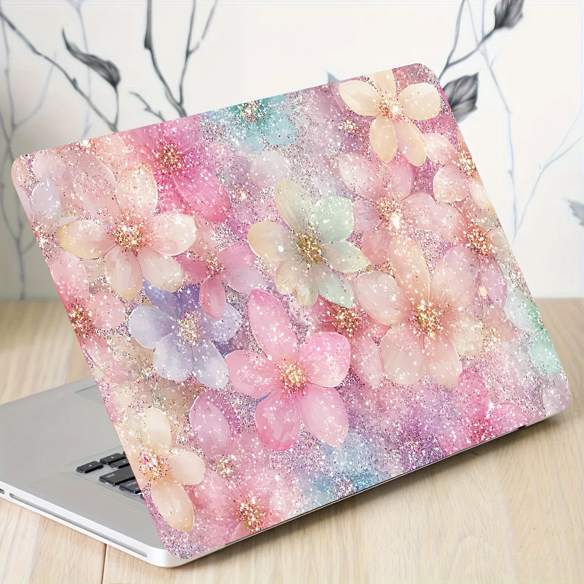 

2-Pack Floral Pattern Laptop Art Decal Case, Universal Netbook Skin Sticker Non-reusable Laptop Skin Sticker Decal Waterproof