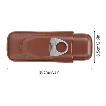 Cestovní kožené pouzdro na doutníky s nůžkami na doutníky a držákem na doutníky 6,5 x 18 cm pro 2 doutníky, do kanceláře 8 nejlepší prodej cestovní pouzdra na doutníky - №6