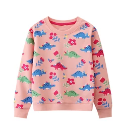 Little maven Girls Sweatshirts Dinosaur Prints Baby Girls Pink Clothes 2023 Fall New Children's Clothing Kids Long Sleeve Shirts