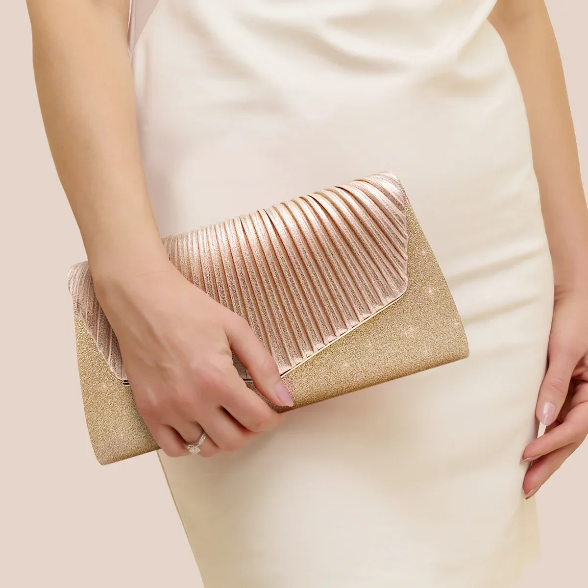 Exquisito bolso de noche para mujer, bolso con purpurina para fiesta y banquete, bolso de mano elegante para boda, bolso de hombro con cadena para cóctel