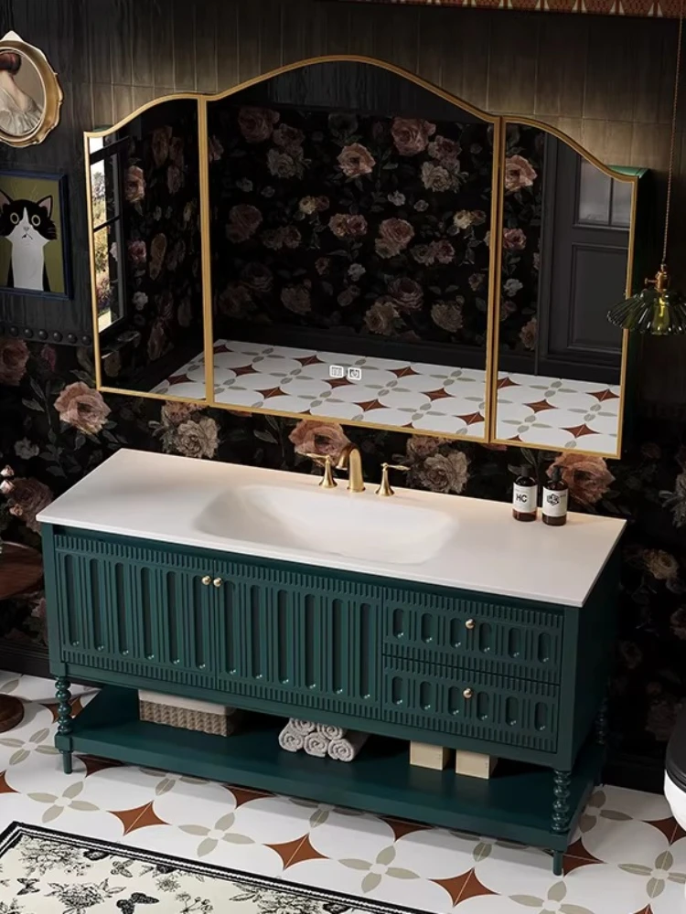 

Французский ретро-комплект мебели для ванной комнаты в стиле Наньян: тумба и напольная раковина