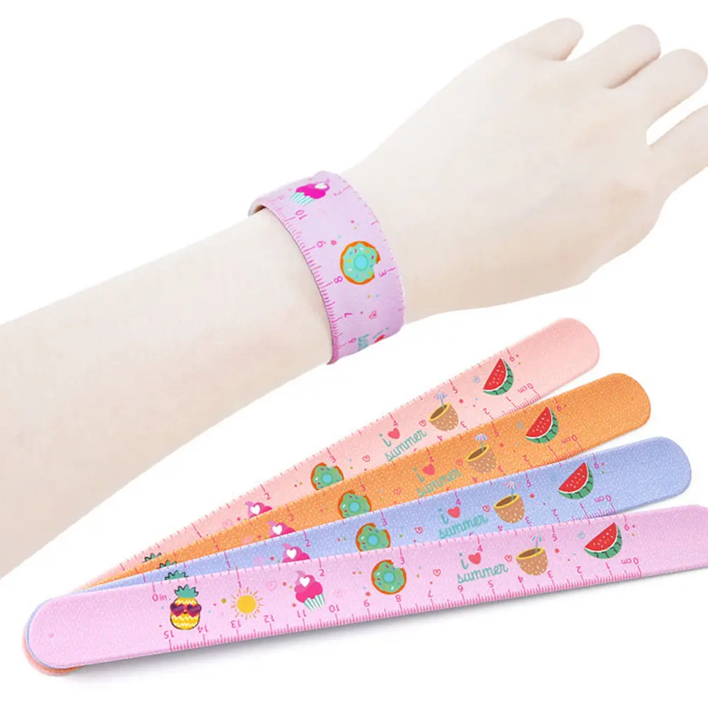 6pcs-silicone-clap-bracelets-set-ruler-pattern-cartoon-wristbands-stretchable-elastic-for-kids-boys-girls-birthday-party-favors