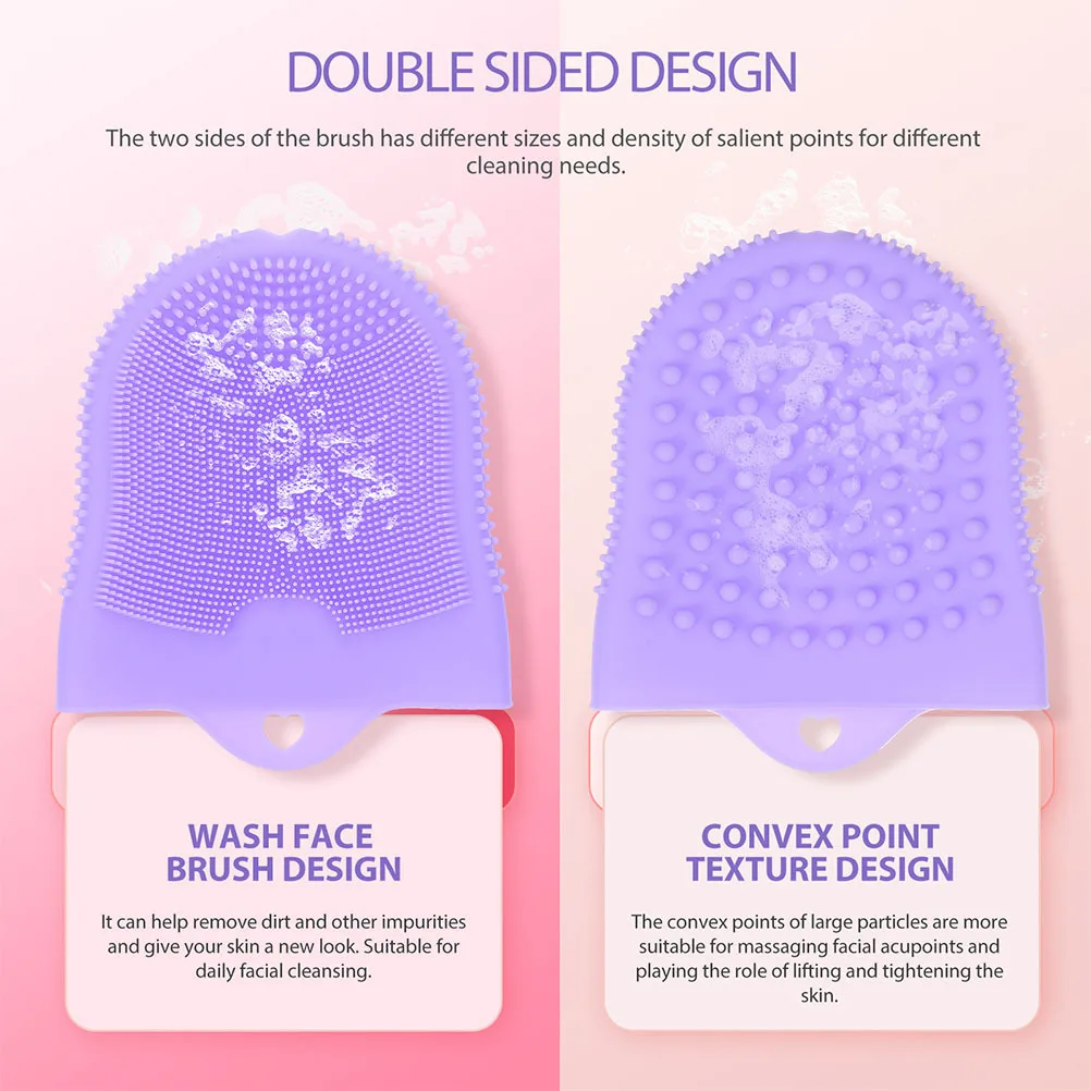 2Pcs Silicone Face Cleansing Brush Gloves Skin Care Soft Face Scrubbers Dual Sided Exfoliator Deep Cleaning Facial Wash Tool