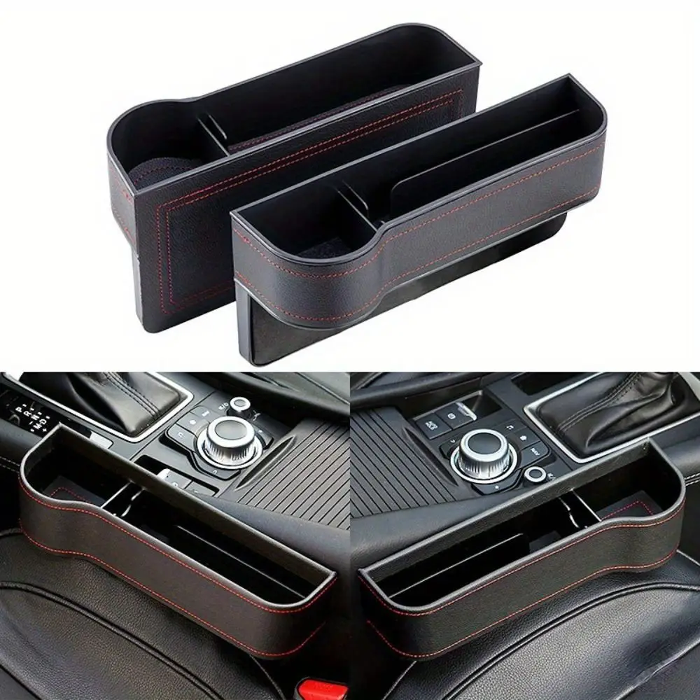 

PU Leather Car Seat Gap Filler Storage Box Multifunction Durable Auto Seat Slit Card Pocket Large Capacity Car Phone Cup Holder