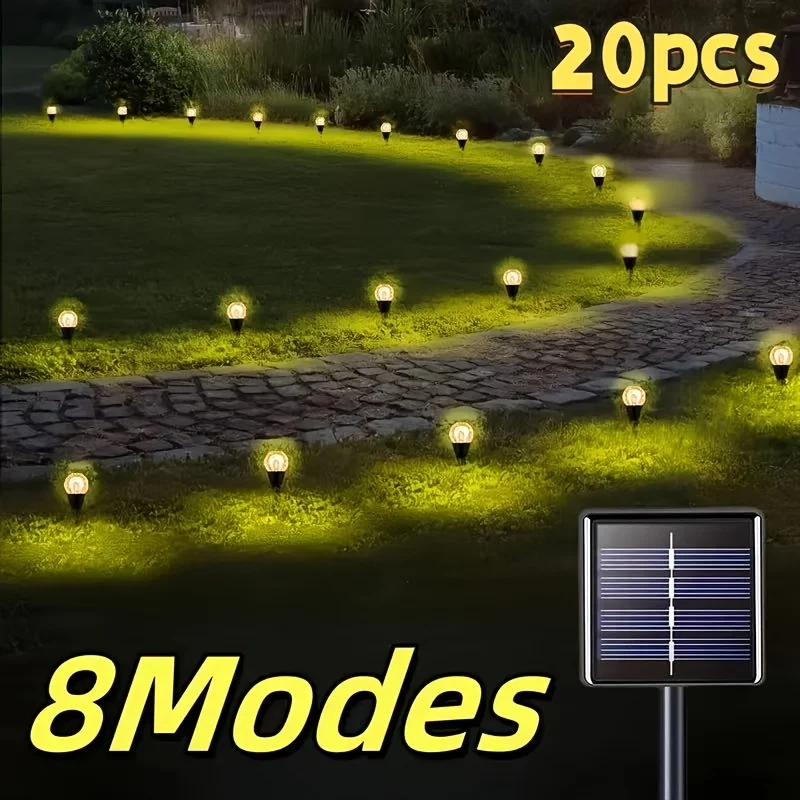 

Solar Pathway Lights Outdoor - 8 Modes Waterproof LED Landscape Lighting Crystal Stakes for Garden Lawn Walkway Christmas Party