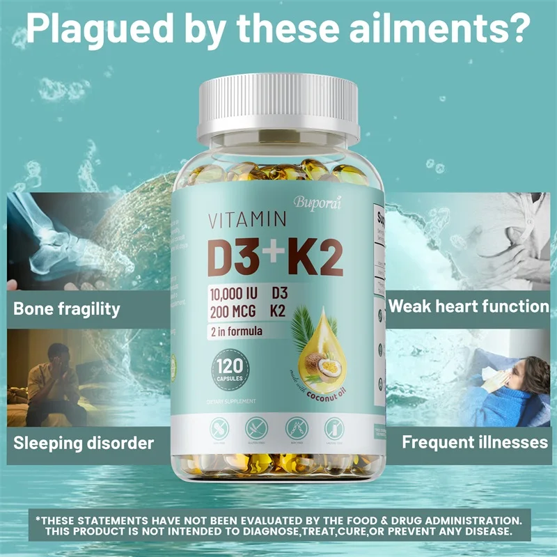 VITAMIN D3&K2 - Nerve, Muscle, Heart, Bone and Dental Health, Immune System Health