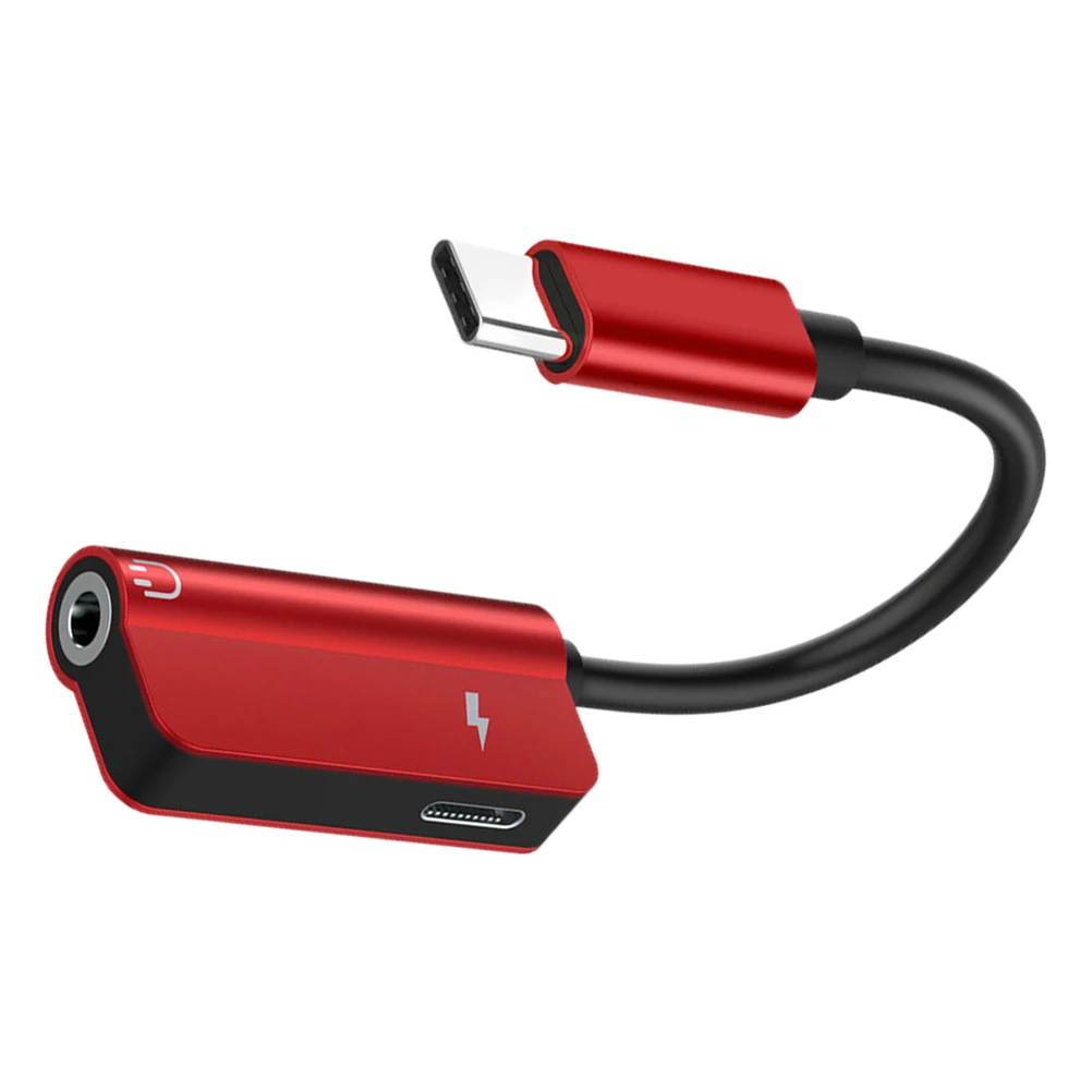 

Type C 3 5mm Audio Converter Red Color Charging Headphone Adapter Music Type-C Adapter Mobile Phone Universal Earphone