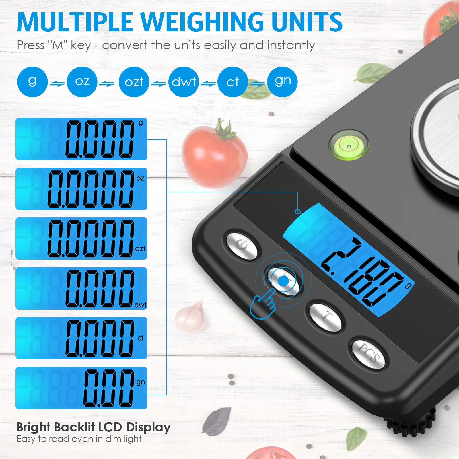 Digital Milligram Scale 20g Professional Portable Mini Scale 0.001g Precise Graduation Pocket Scale with 20g Calibration Weights